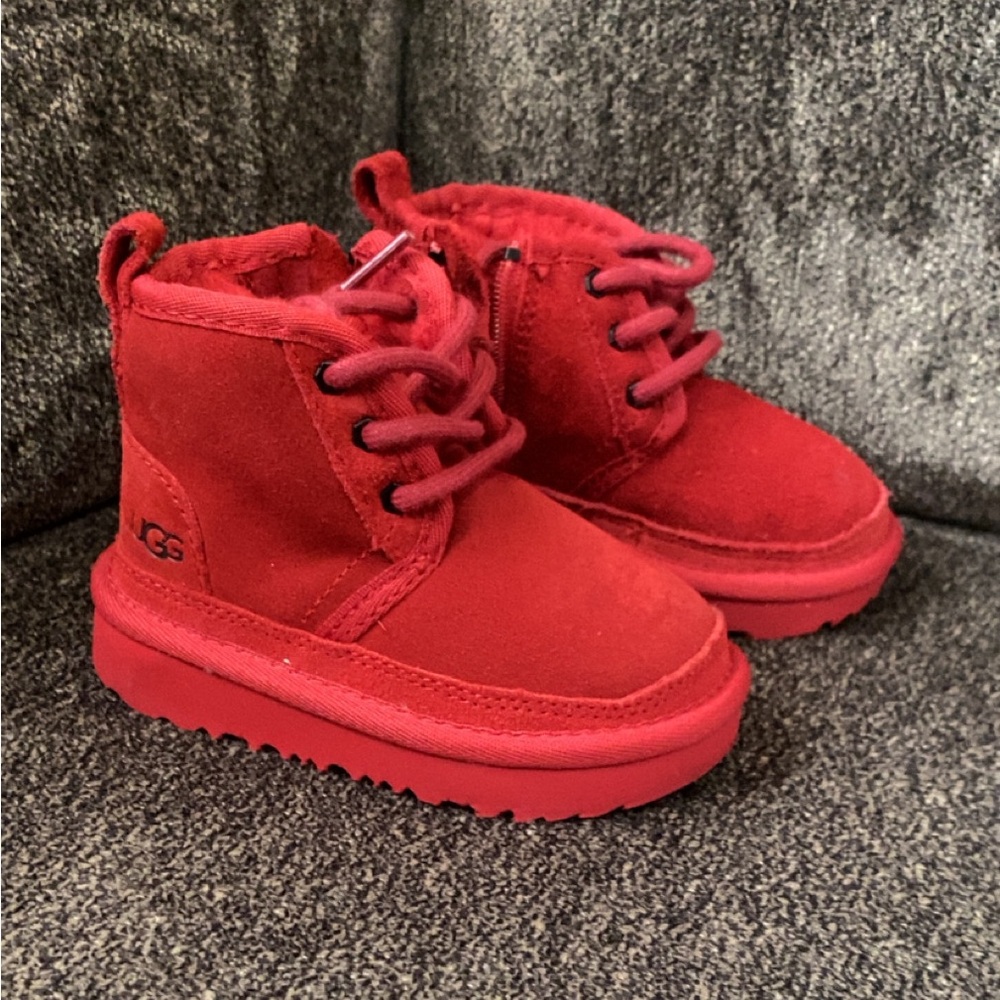 Toddler red UGG lace up boots